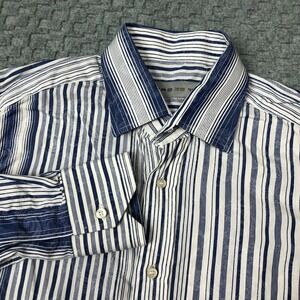 Etro Shirt Mens 39 Blue White Stripe Italian Preppy Office Corp Day Dress Norm